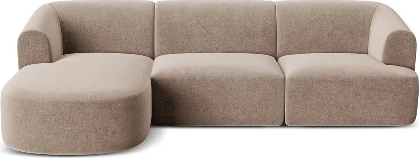 Светлокафяв кадифен ъглов диван (ляв ъгъл) Campi – Cosmopolitan Design