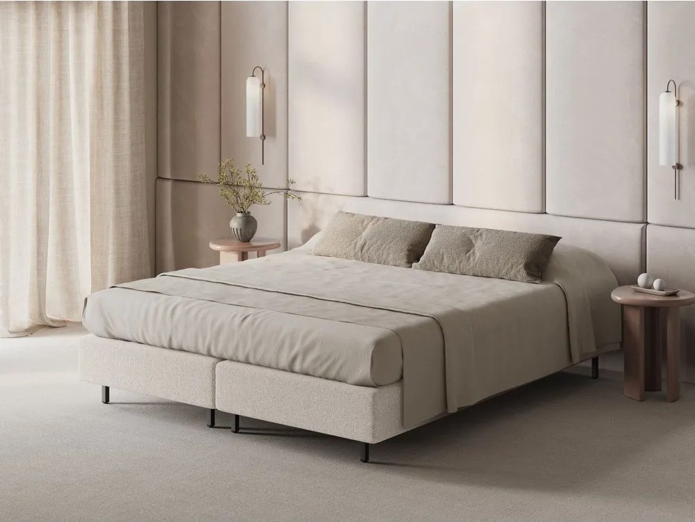 Кремаво двойно легло 180x200 cm тапицирано без табла Whale – Micadoni