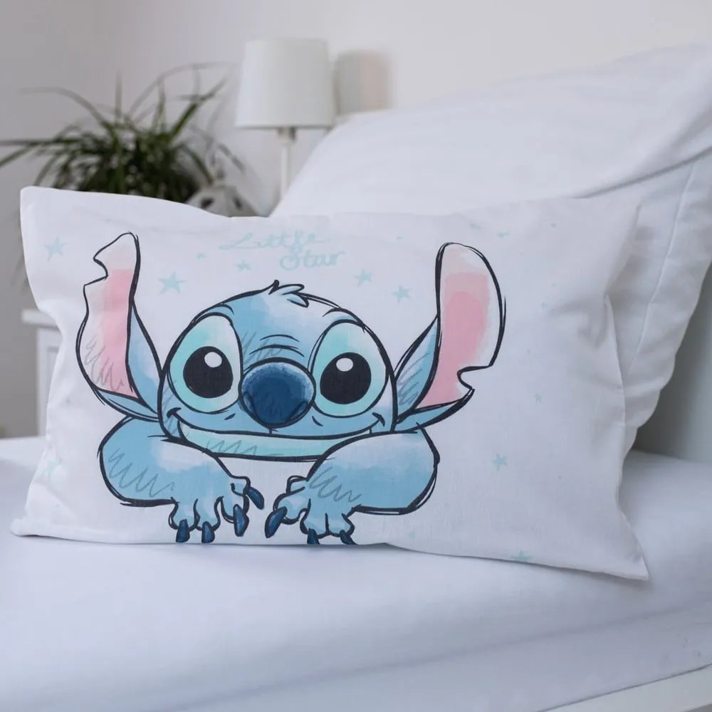 Бяло памучно детско спално бельо 100x135 cm Lilo and Stitch "White Star" – Jerry Fabrics