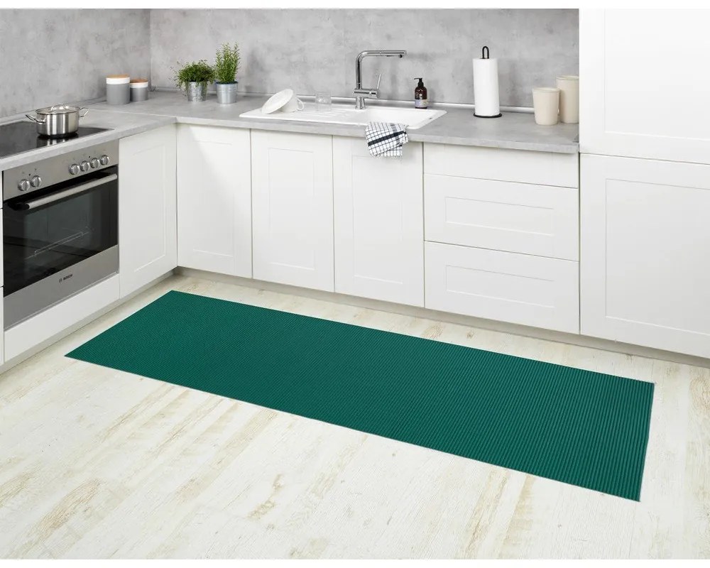 Тъмнозелена пластмасова постелка за баня 65x200 cm Petrol - Wenko