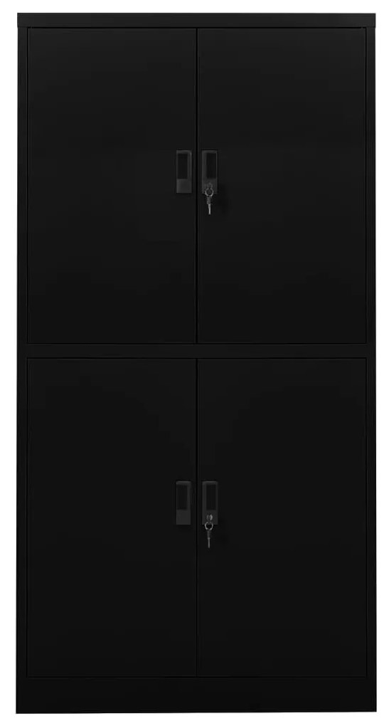 335944 vidaXL Офис шкаф, черен, 90x40x180 см, стомана