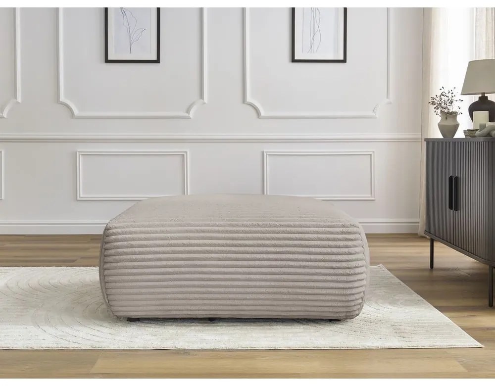 Светлосиво-бежова табуретка от рипсено кадифе Lucien – Bobochic Paris