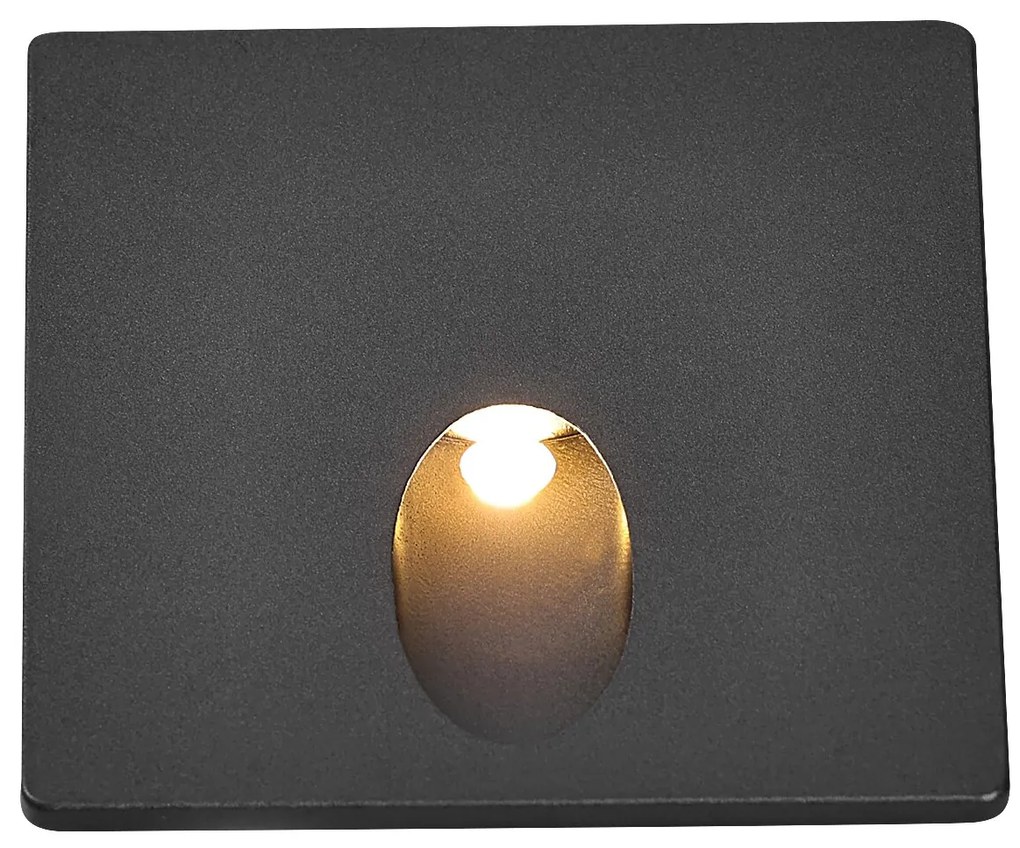 RABALUX Boven, indoor stair lamp, black aluminium lamp with transparent aluminium shade, 3W, with shade: 10lm, without shade: 60