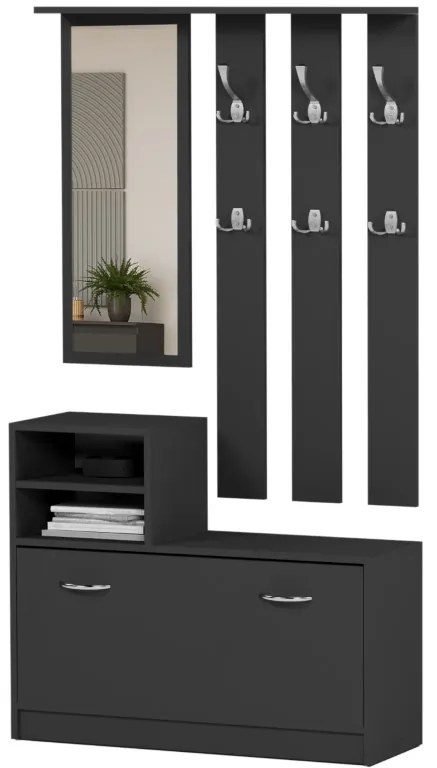 Практичен гардероб за антре с огледало и поставка за обувки 90 x 160 cm artisan