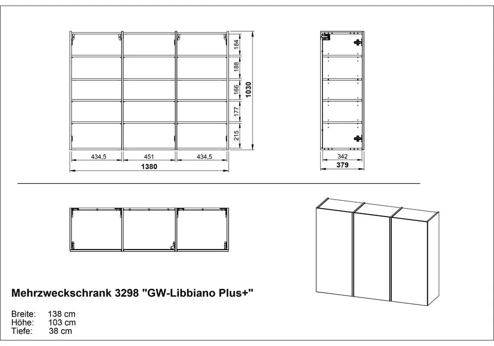 Кремав шкаф за коридор 138x103x38 cm Libbiano – Germania