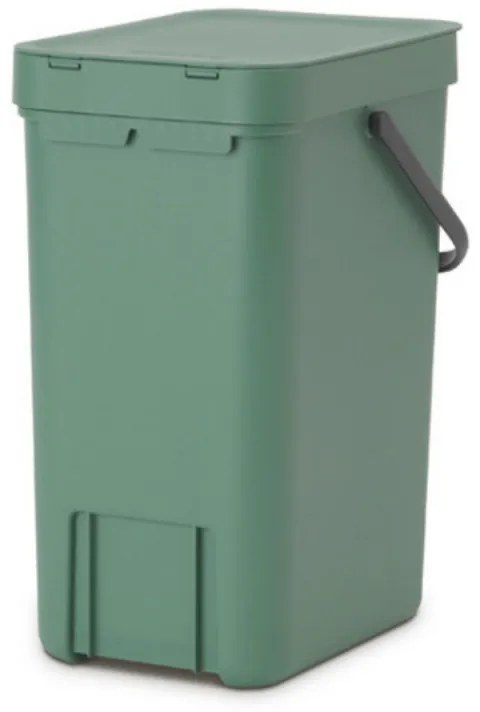 Кош за разделно събиране на боклук Brabantia Sort&Go 1003234, 12 л, Дръжка, Възможност за стенен монтаж, Тъмнозелен