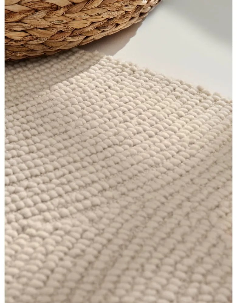 Ръчно изработен вълнен кръгъл килим в светло естествен цвят ø 120 cm Eleni Natural White – Hanse Home