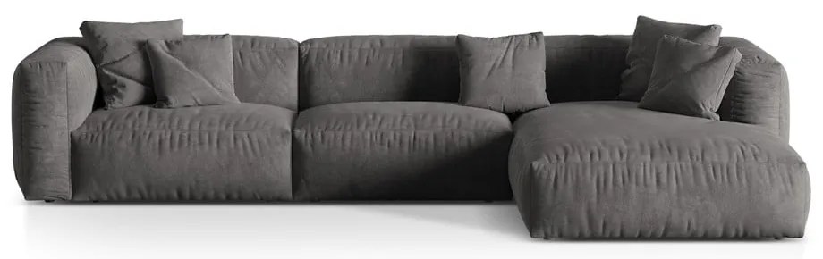 Сив кадифен модулен ъглов диван (десен ъгъл) Martina – Micadoni