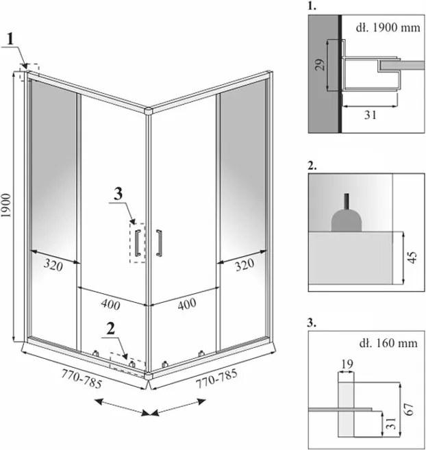 Душ кабина Rea Vito Black Mat 80x80