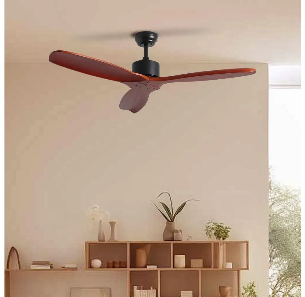 ZEVENTI - таванен вентилатор CUENCA Wi-Fi Tuya черен/дъб + дистанционно управление