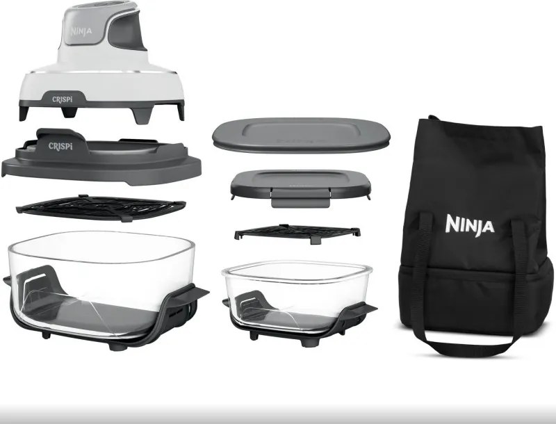 Фритюрник с горещ въздух 4в1 Ninja CRISPi FN102EU, 1700W, 3.8 + 1.4 л, 70-185°C, TempWare, Керамични плочи, Без PFAS, Преносим дизайн, Бял