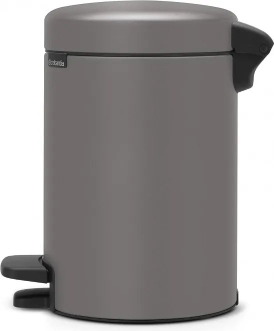 Кош за боклук с педал Brabantia NewIcon 1001096, 3 л, Плавно затваряне, Противоплъзгаща основа, Минерално покритие, Сив