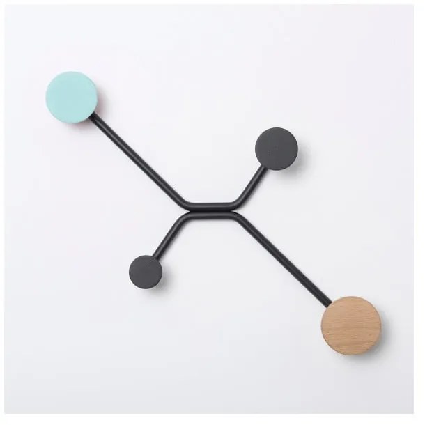 Черна закачалка за стена с детайли в ментово зелено Hook - Gazzda