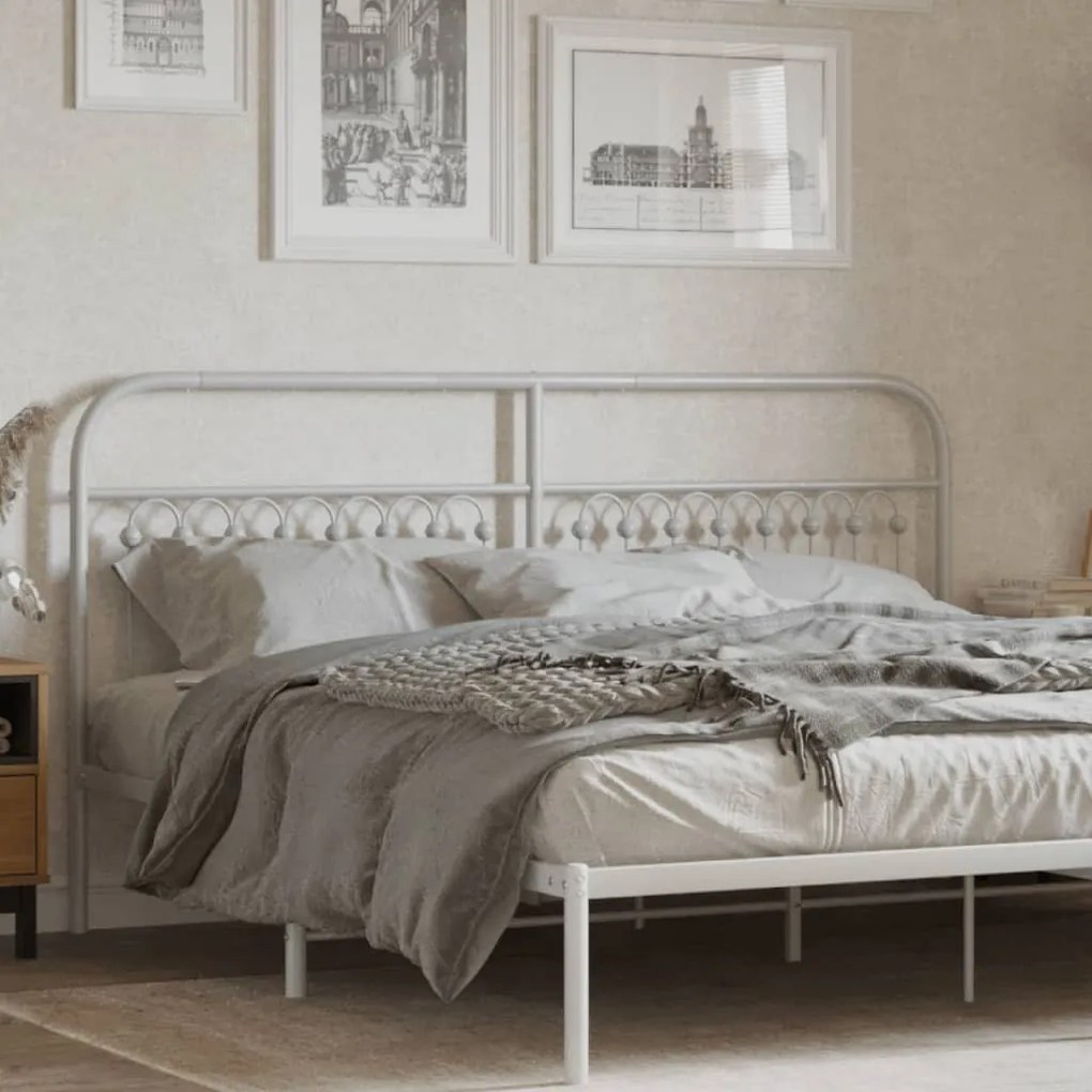 376685 vidaXL Метална резервна табла за легло, бяла, 180 см