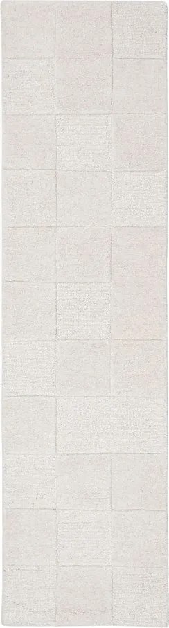 Ръчно изработена вълнена пътека в цвят слонова кост 60x230 cm Checkerboard – Flair Rugs