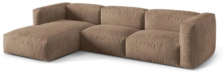 Светлокафяв кадифен модулен ъглов диван (ляв ъгъл) Martina – Micadoni