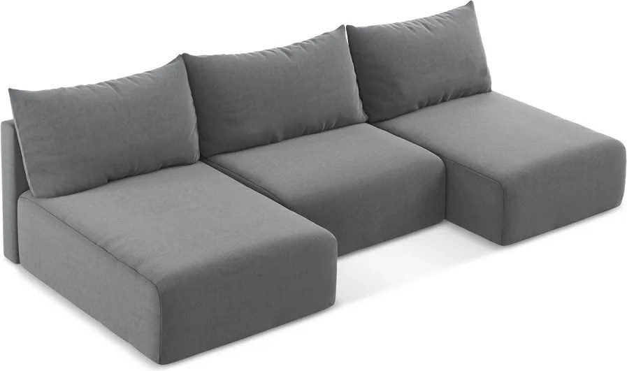 Сив кадифен сгъваем/с място за съхранение ъглов диван (U форма) Kalena – Makamii