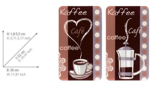 Комплект от 2 стъклени капака за печка Кафе, 52 x 30 cm Coffee Flamour - Maximex