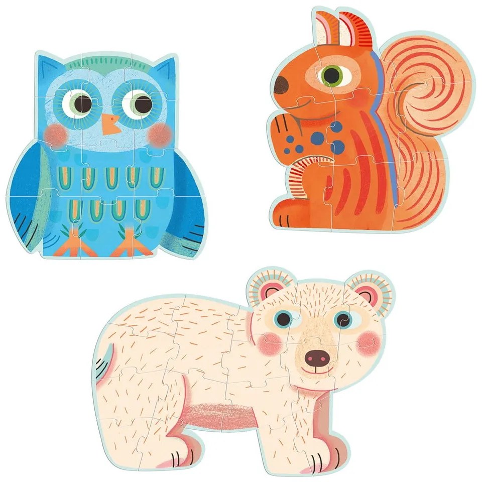 Комплект от 3 детски горски пъзела - Djeco