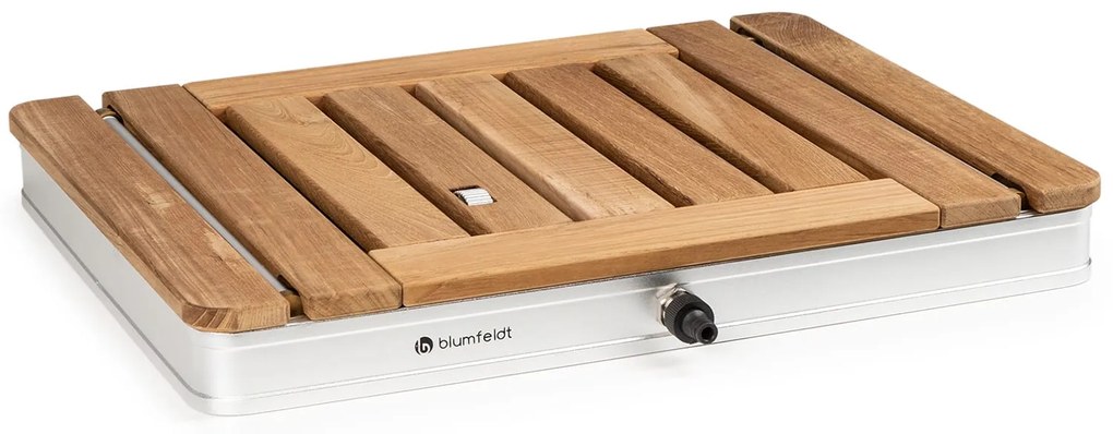 Blumfeldt Sumatra Teak Square, градински душ алуминий, тиково дърво, дръжки