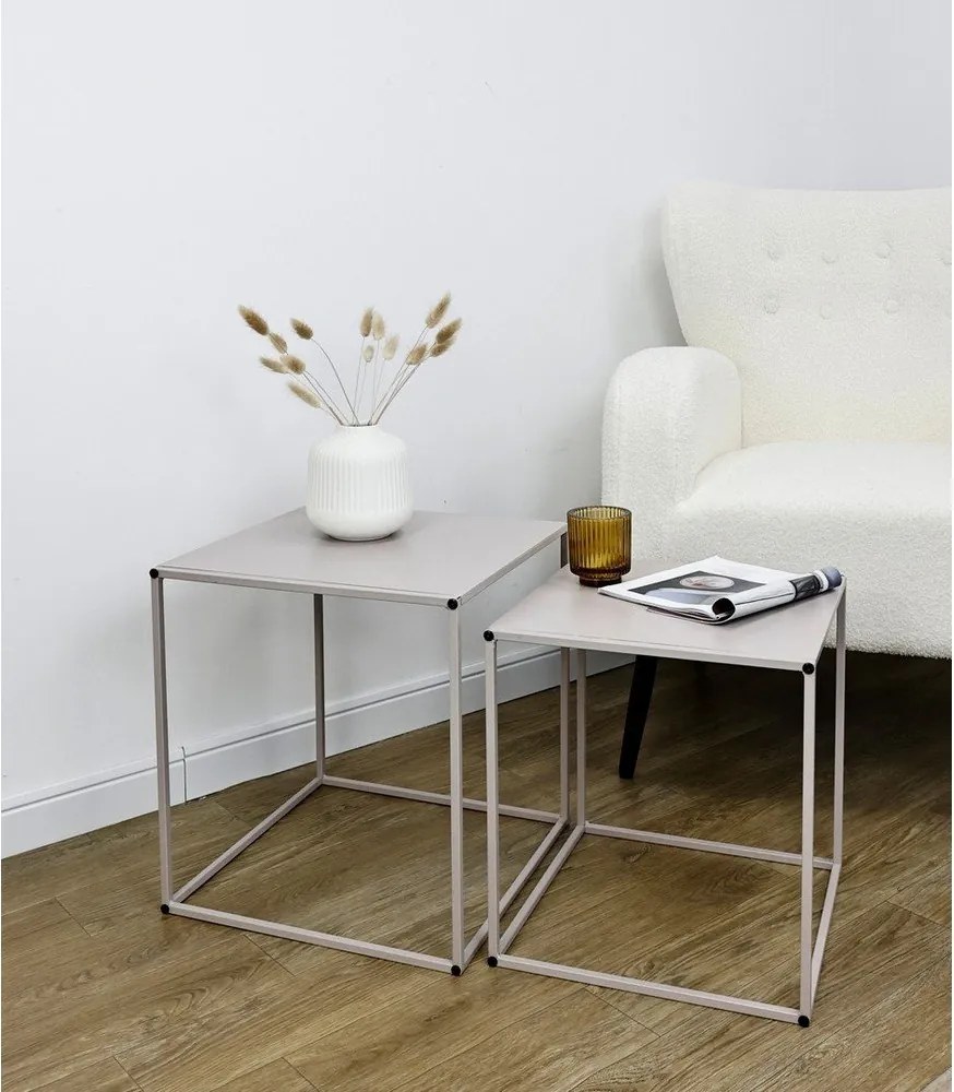 Бежови метални масички за кафе в комплект 2 бр. 38x38 cm Alrik – Yes Everyday