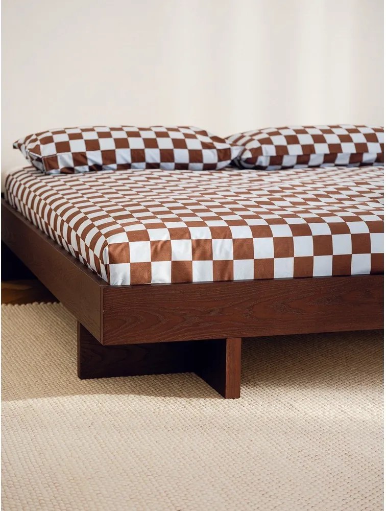 Двойно легло 180x200 cm от МДФ от декор от дъб без табла с включена подматрачна рамка в естествен цвят Kito – noo.ma