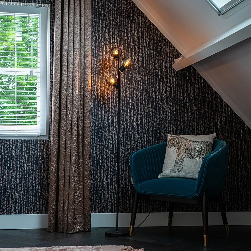 Интелигентна подова лампа черна с димно стъкло с 3 Wi-Fi P45 - Vidro