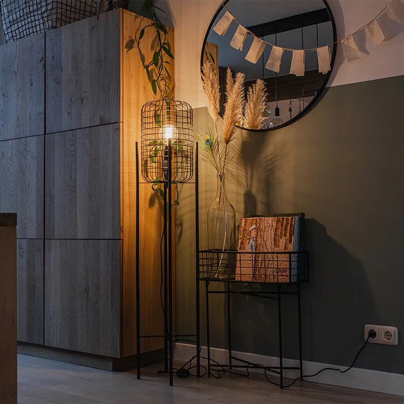 Индустриална подова лампа черна - Bliss Vefa