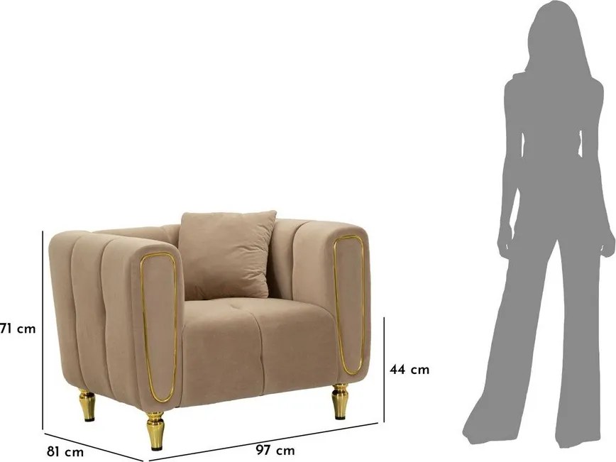 Кафяво-сиво кадифено кресло Alma – Mauro Ferretti