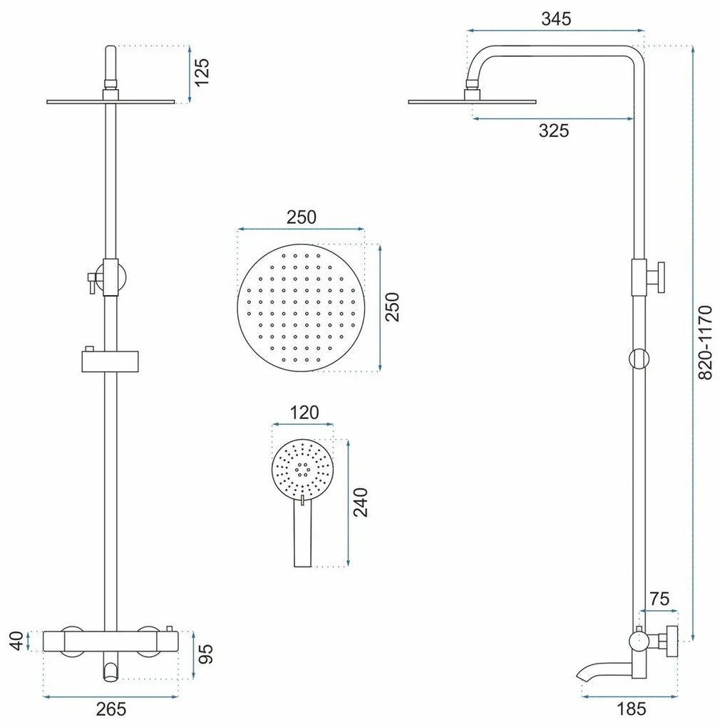 Комплект за душ с термостат REA Lungo Copper Brush