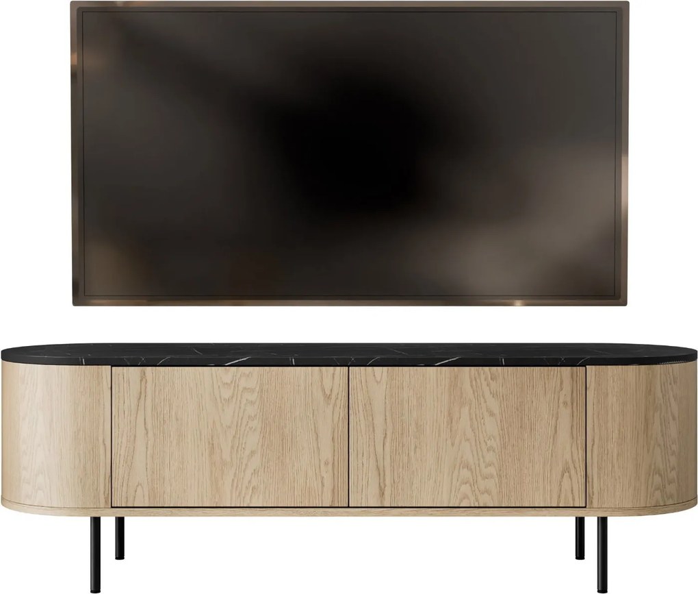 ТВ шкаф Lygrint I-черен мрамор - черно