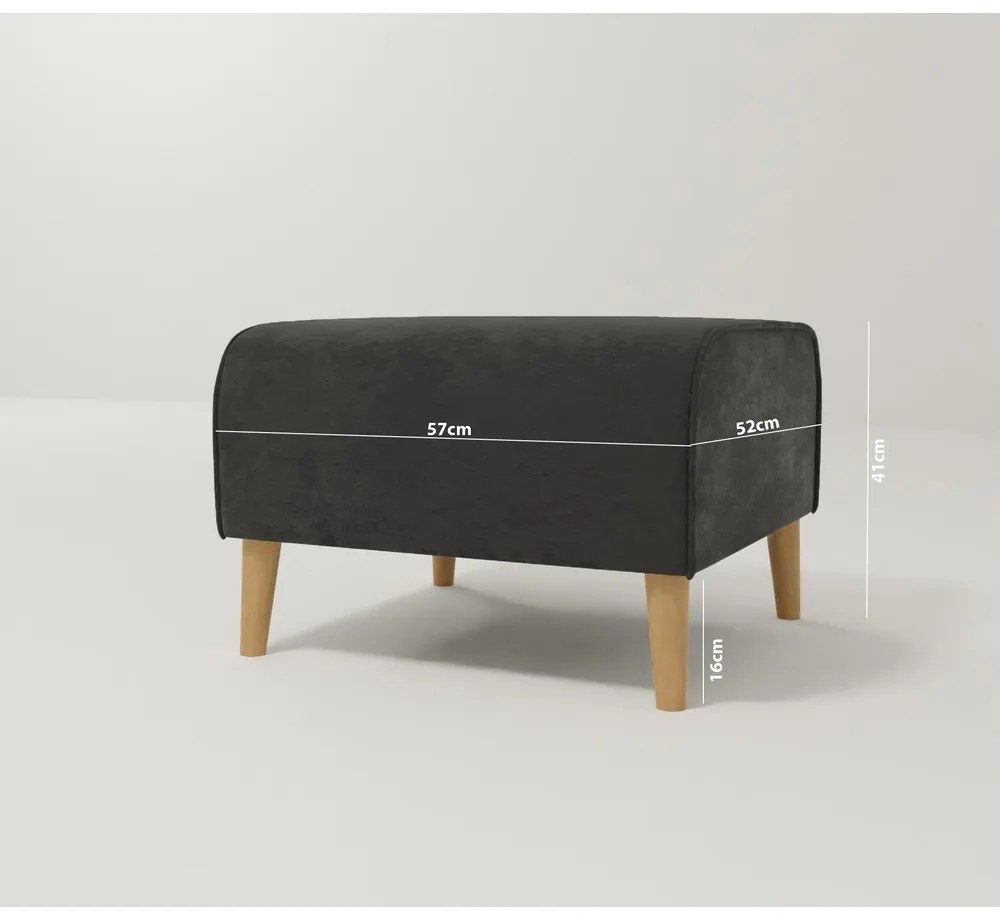 Тъмносиво кадифено столче за крака Carole - Ropez