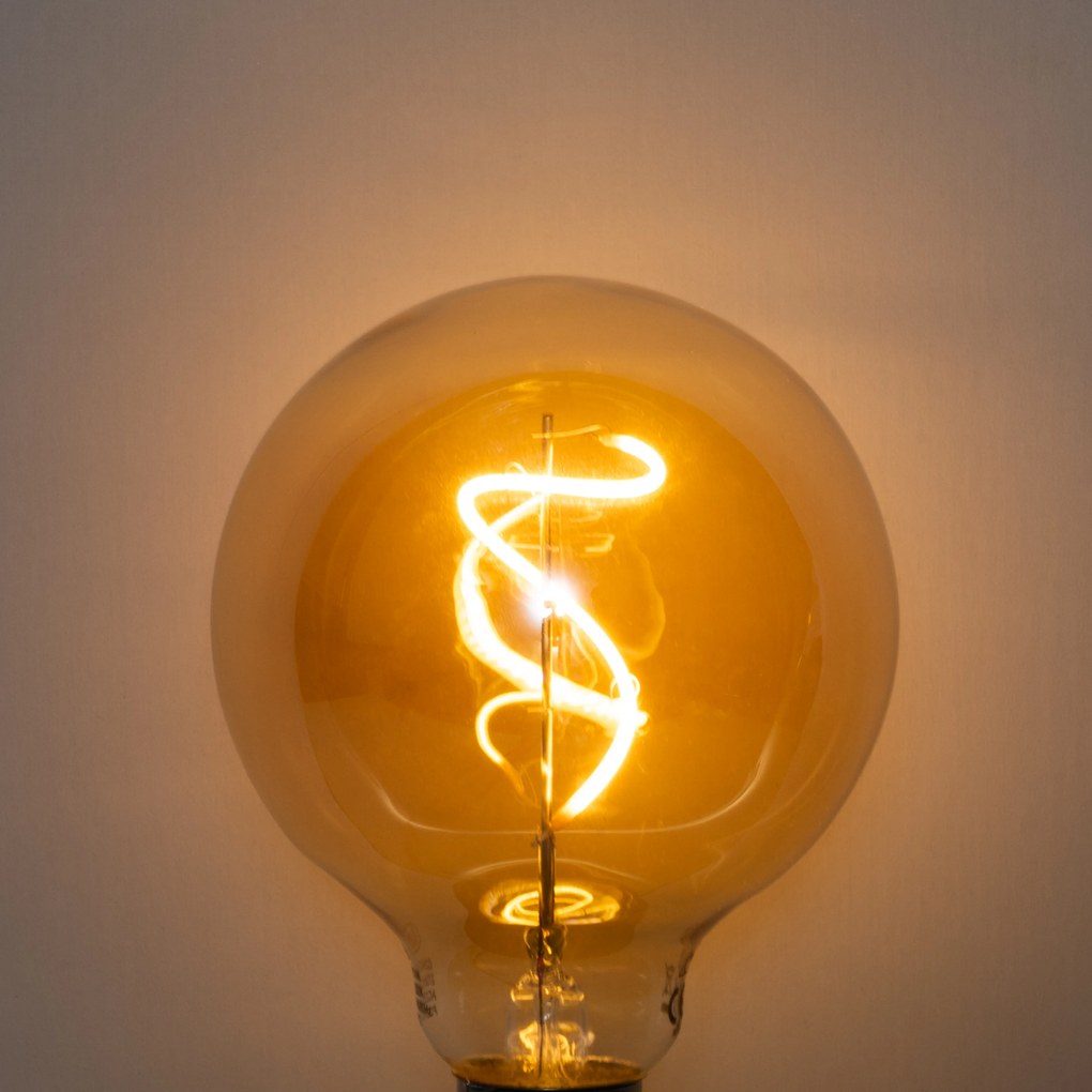 Комплект от 5 E27 Димируема LED спирална крушка G95 4W 270lm 2200K