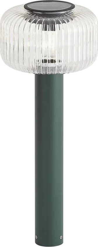 Модерен външен кол зелен с оребрено стъкло, включително LED соларна IP65 - Ribble Mushroom