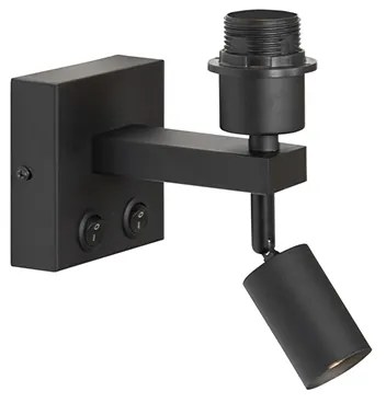 Модерен стенен аплик черен с лампа за четене - Brescia