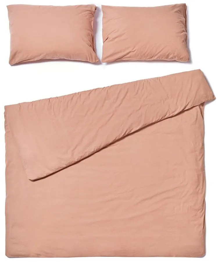 Естествено кафяво спално бельо за двойно легло от измит памук , 200 x 220 cm - Bonami Selection