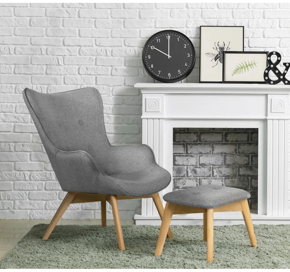 Сив фотьойл с табуретка Niko – Ropez