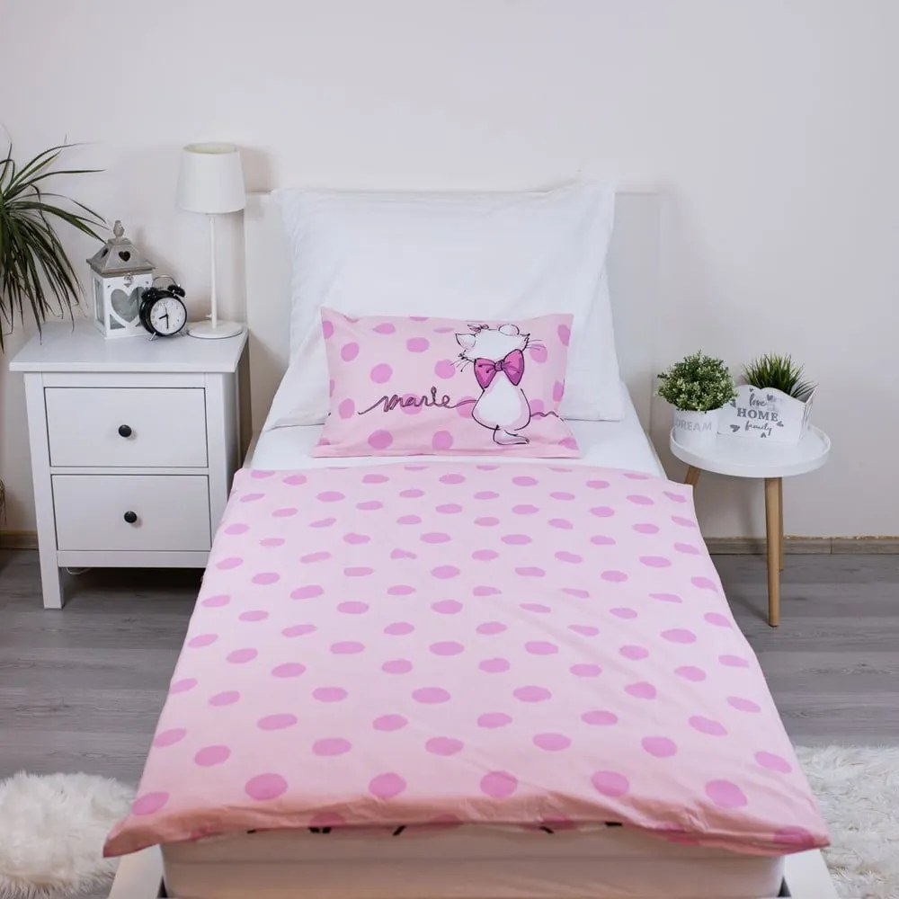 Розово памучно детско спално бельо за детско креватче 100x135 cm Marie Cat "Merci" – Jerry Fabrics