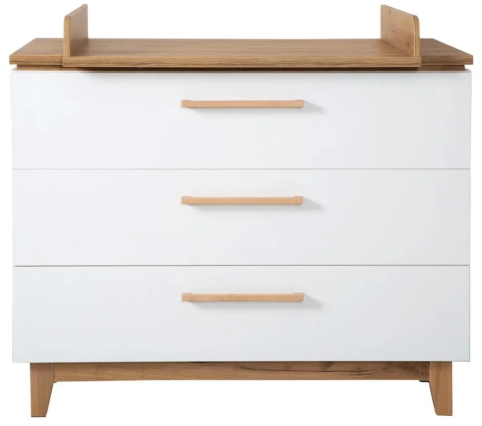 Бял нисък скрин от дъб с маса за преповиване 118x104 cm Finn - Roba