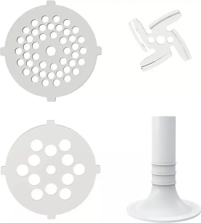 Мелачка за месо Kinghoff KH 1874, Ножове от неръждаема стомана, Фино/грубо смилане, Аксесоари, Бял/сив