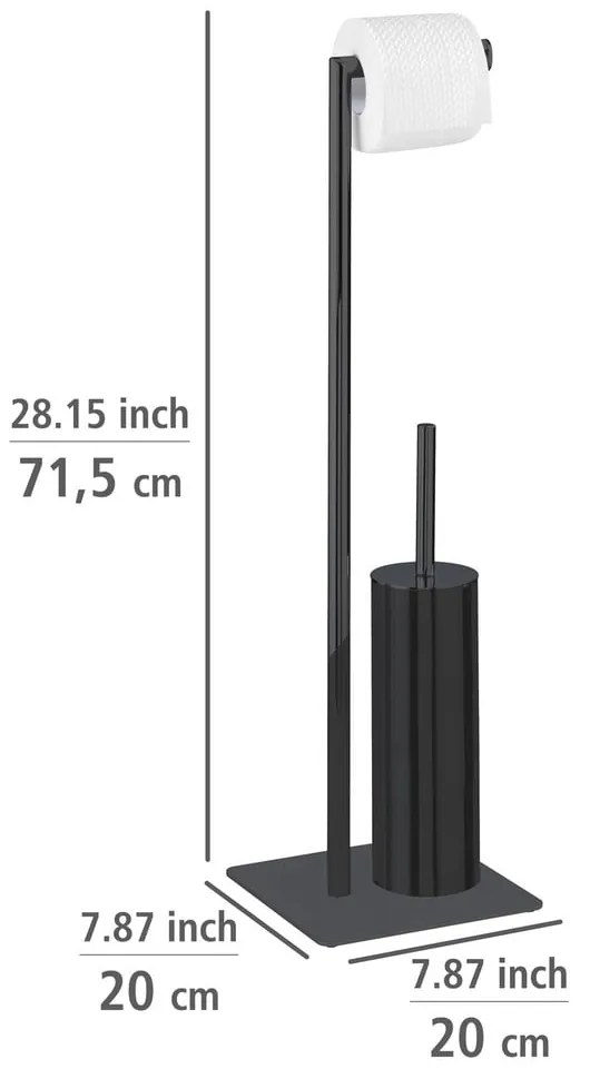 Черна стоманена поставка за тоалетна хартия с четка Recco - Wenko