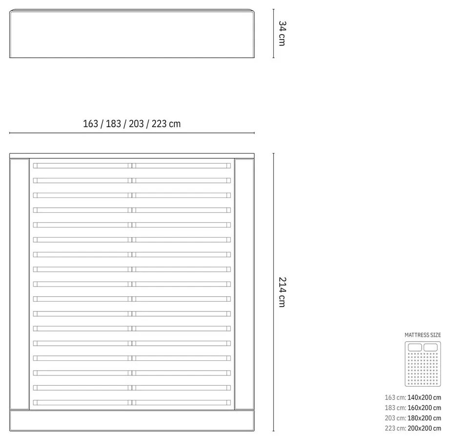 Бежово двойно легло 160x200 cm тапицирано с място за съхранение с включена подматрачна рамка Simon Darren – Micadoni