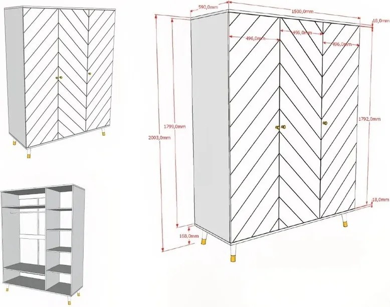 Бял детски гардероб 150x200 cm BILLY – Vipack