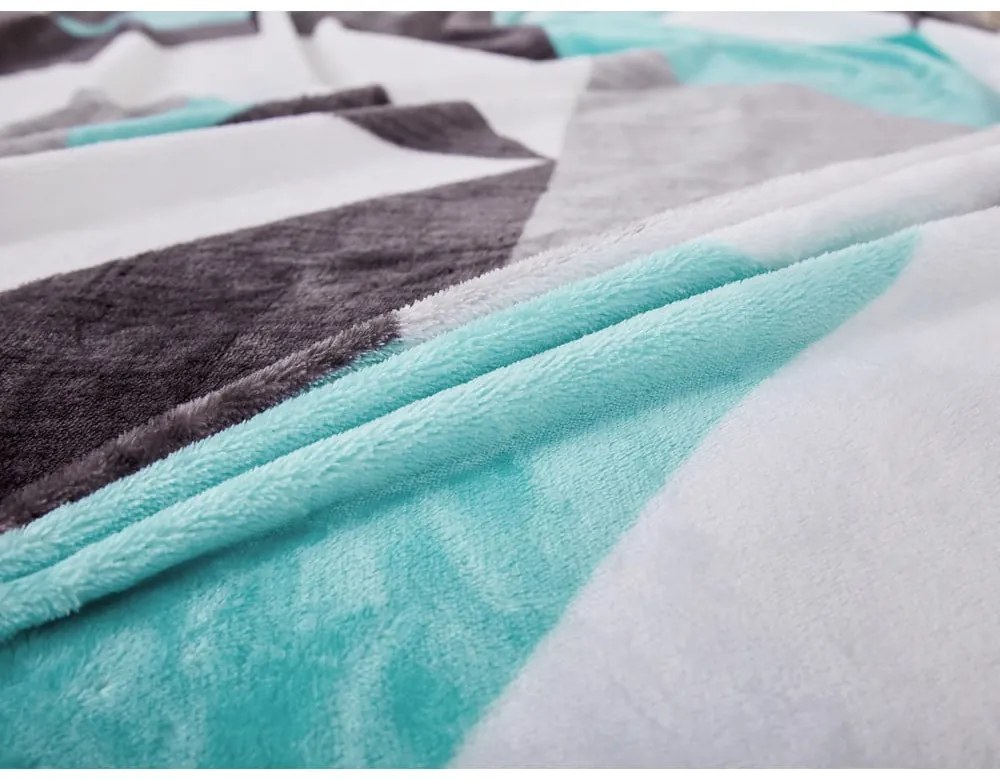 Сиво-тюркоазено единично спално бельо от микроплюш 140x200 cm Abstract – My House