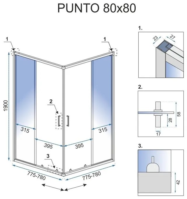 Душ кабина Rea Punto 80x80