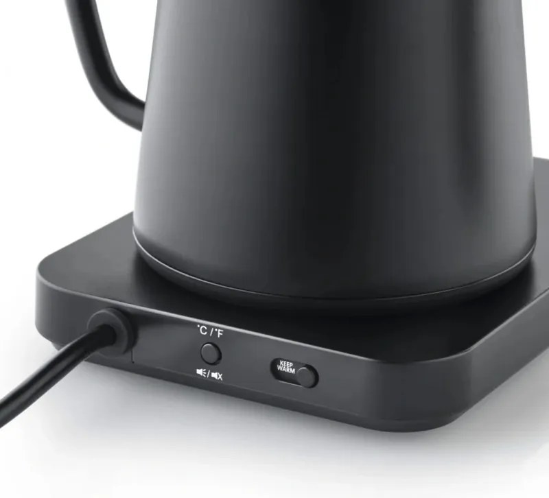 Електрическа кана за вода Graef Pour-over GK502, 1200W, 900 мл, 40-100°C, Keep Warm, Филтър, Чучур тип "Лебедова шия", Черен мат