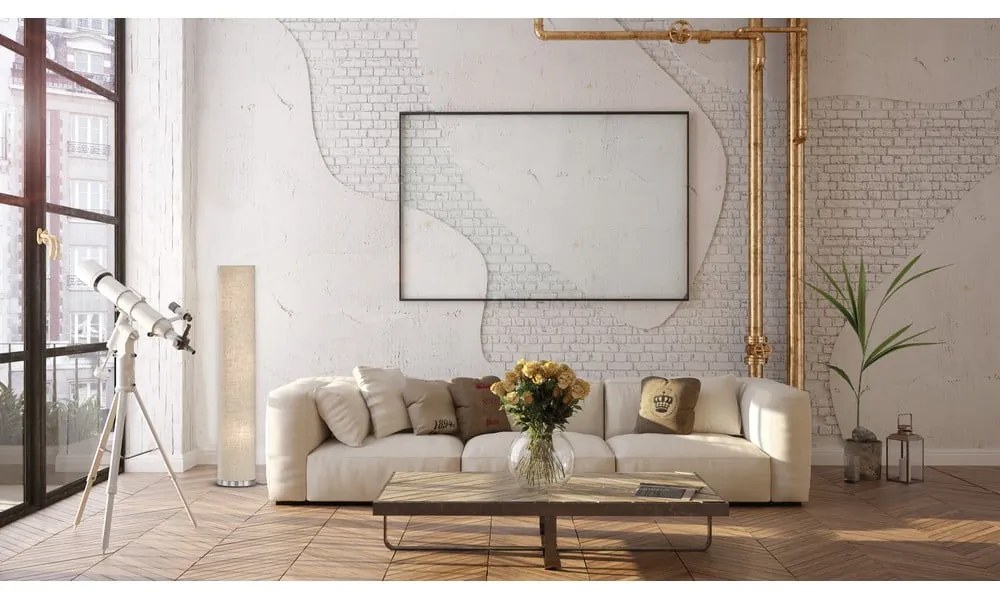 Бежова подова лампа с текстилен абажур (височина 110 cm) Thor – Fischer &amp; Honsel