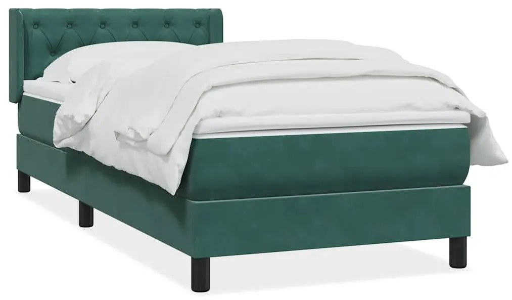 3318348 vidaXL Box Spring легло с матрак Тъмнозелено 80x210 cm Кадифе