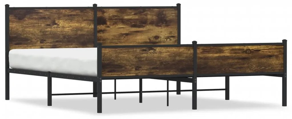 3301386 vidaXL Метална рамка за легло, без матрак, опушен дъб, 160x200 см