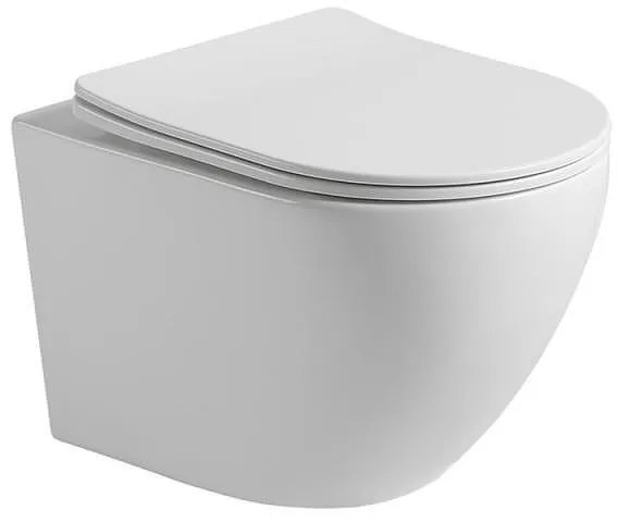 Конзолна тоалетна чиния 4937MW TORNADO, Inter Ceramic, седалка и капак, порцелан, бял мат, 36х49х36см